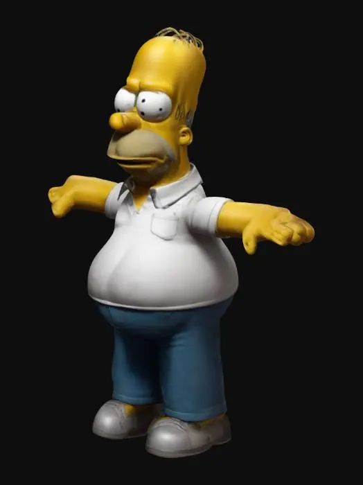 3D model for Homer from Simpsons, Pixar Style, Highly Detailed, Ultra Realistic, T-pose, Full Body
