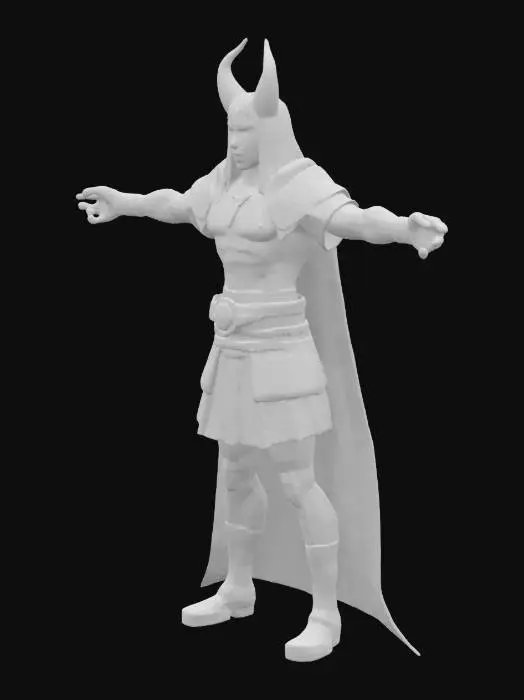 3D model for Persian demon ahriman. Black Hair, Brown Skin color, Handsome, Charming, T-pose,