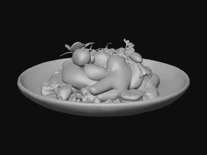 3D model for absolutely marvelous Michelin star award dish on a porcelain plate and pristinely served, high end luxury