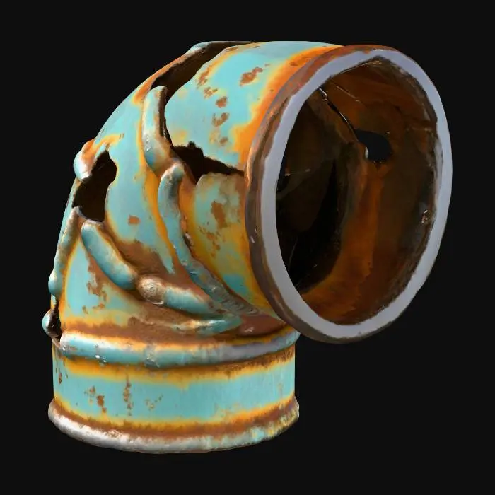 3D model for rusted elbow pipe