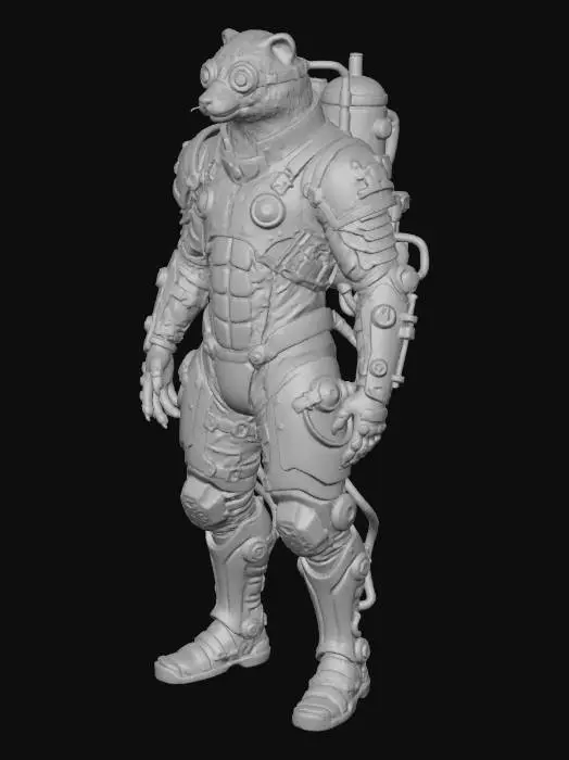 3D model for Steampunk Ferret Warrior