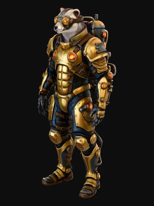 3D model for Steampunk Ferret Warrior