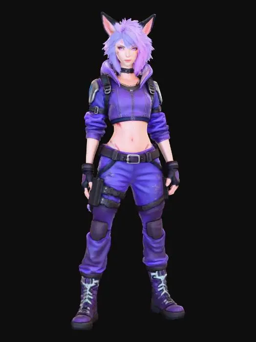 3D model for Cyberpunk Cat Warrior