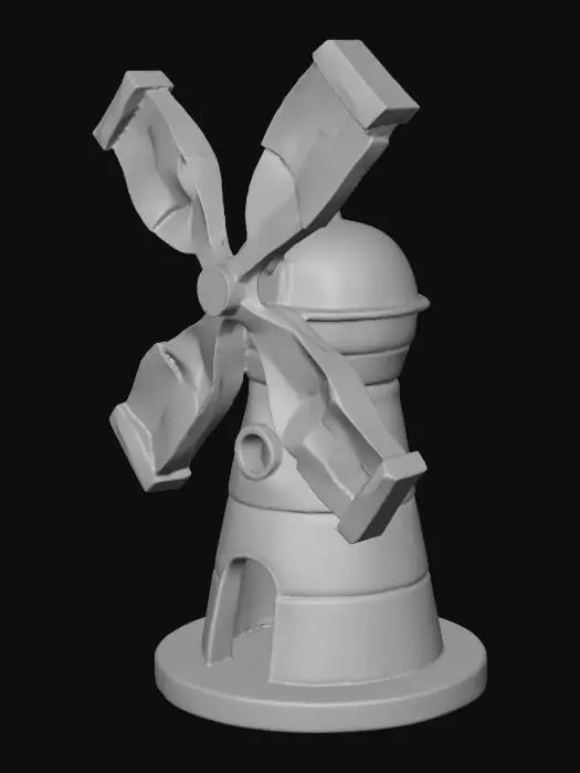 3D model for Make cartoon looking wooden windmill.