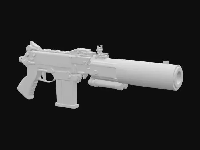 3D model for industrial livestock killer pistol handgun with metal plating and compressed gas cannister