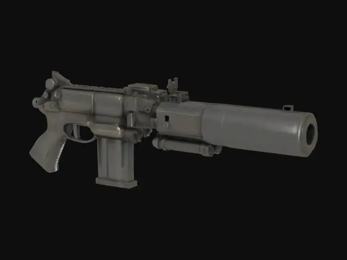 3D model for industrial livestock killer pistol handgun with metal plating and compressed gas cannister