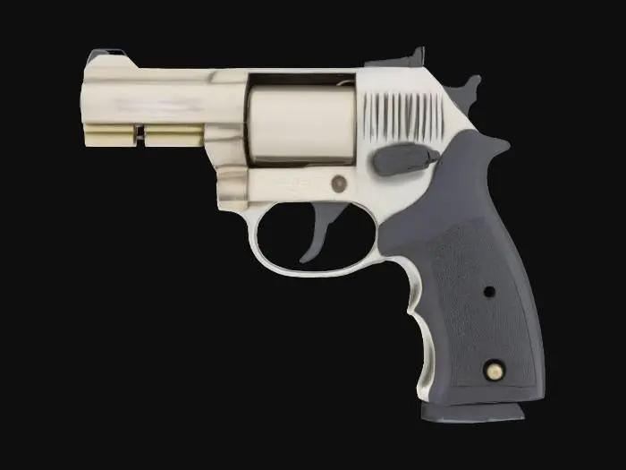 3D model for industrial livestock killer pistol handgun with metal plating and compressed gas cannister