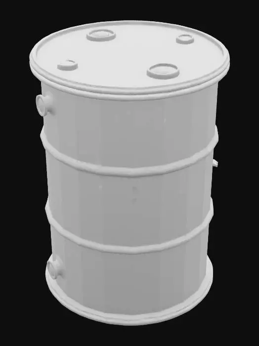 3D model for hospital medical biohazardous waste barrel prop with industrial storage size and grim and grimy industrial factory rusty look