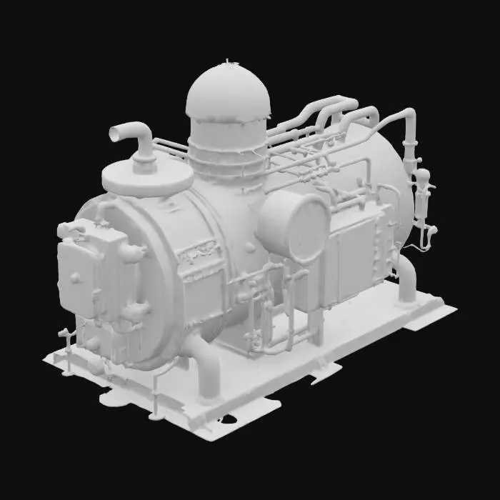 3D model for industrial machine unit prop with fluid silos and complicated mechanisms with grim and grimy industrial factory rusty look