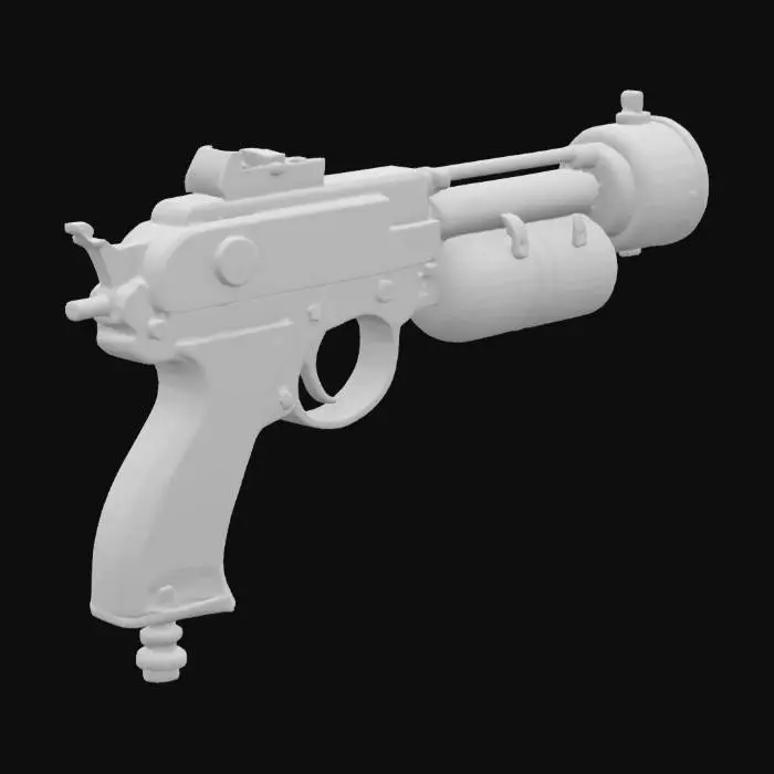 3D model for industrial livestock killer pistol handgun with metal plating and compressed gas cannister