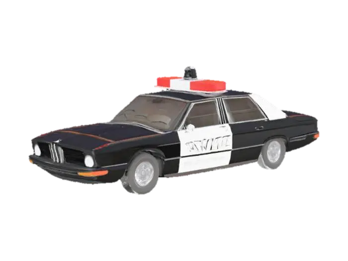 โมเดล 3D ของ BMW 520I. Retro Police Car - German สร้างโดย AI