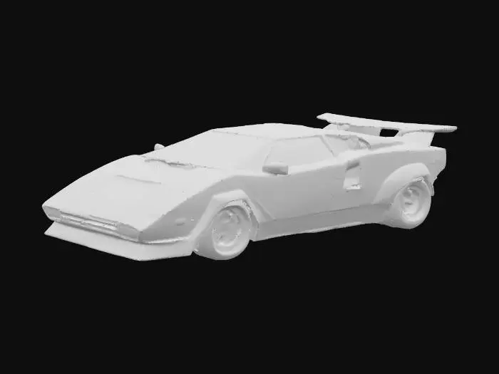 3D model for Reimagina el lamborghini conuntach lp500 prototype de 1975 en una remasterización del año 2025, en color amarillo., llantas cromadas.