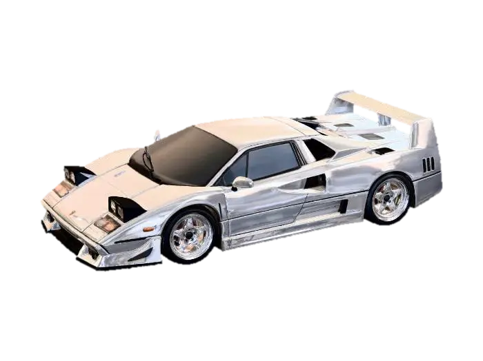 White Lamborghini Diablo 3D model, vytvořený pomocí AI