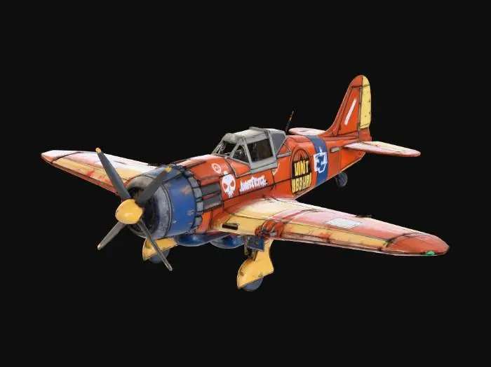 3D model for An Airplane with "Borderlands" style comic graphics.