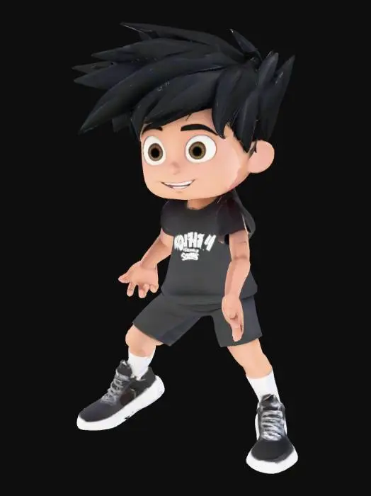 3D model for I need you to generate me a charachter from an anime , it must look like cartoon. He is a runner and he enjoys running . he looks fun and aged between 16-18