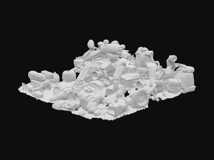 3D model for create robot parts destroyed rusted create a whole field of them