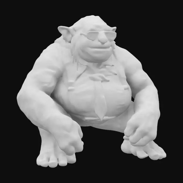3D model for Bridge Troll clerk with a shirt, suspenders, glasses and tie