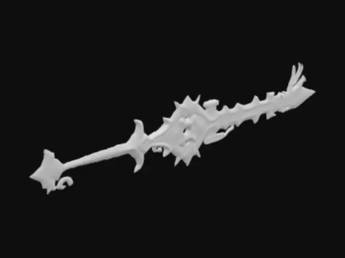 3D model for The sword of light & dark or the Sword of night & day, has half black flame and half white flame, and two exhaust pipes coming out of the sword where the fire comes out.
