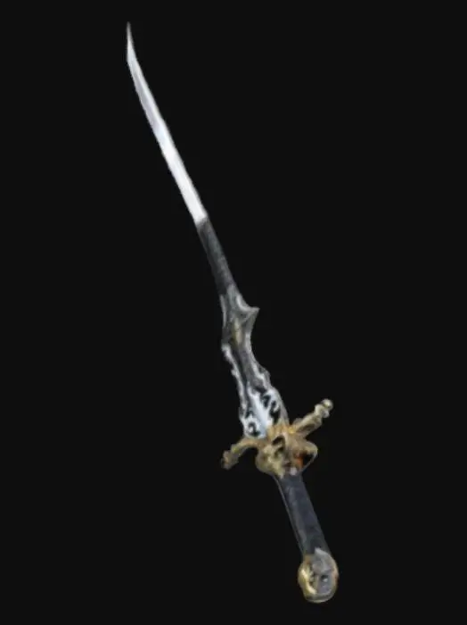 3D model for The sword of light & dark or the Sword of night & day, has half black flame and half white flame, and two exhaust pipes coming out of the sword where the fire comes out.
