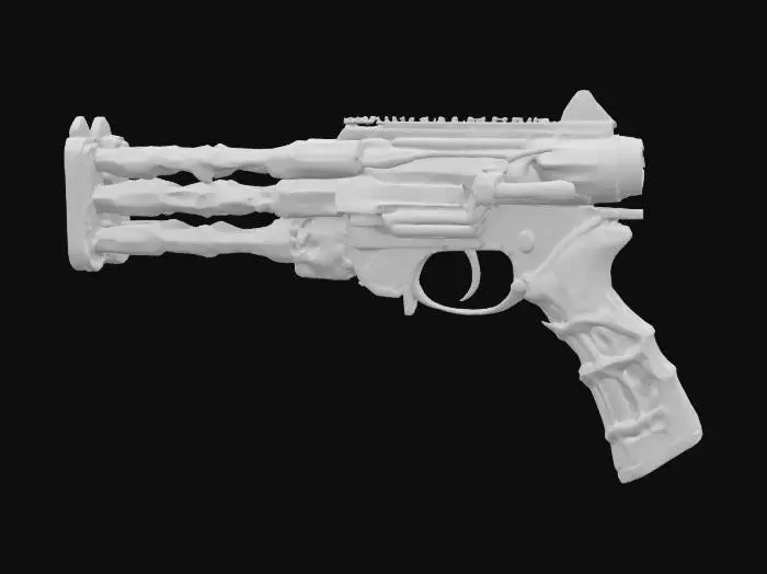3D model for #AroundTheWorld#, biomechanical gun parts of it are made from flesh and bone the rest is mech. Futuristic 