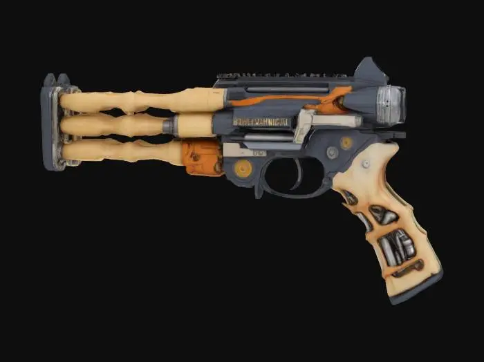 3D model for #AroundTheWorld#, biomechanical gun parts of it are made from flesh and bone the rest is mech. Futuristic 