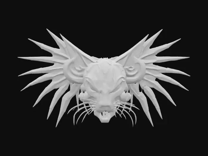 3D model for #emblem#, cat hr giger inspired emblem