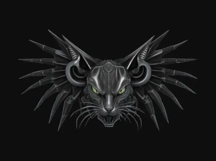 3D model for #emblem#, cat hr giger inspired emblem