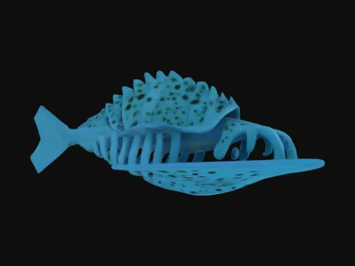 3D model for Neon Fossil Fish, #ocean#