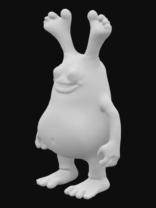 3D model for Monster made of feet.  Two upside-down feet for a head ,eyes on the heels.  Round stomach. Two feet 