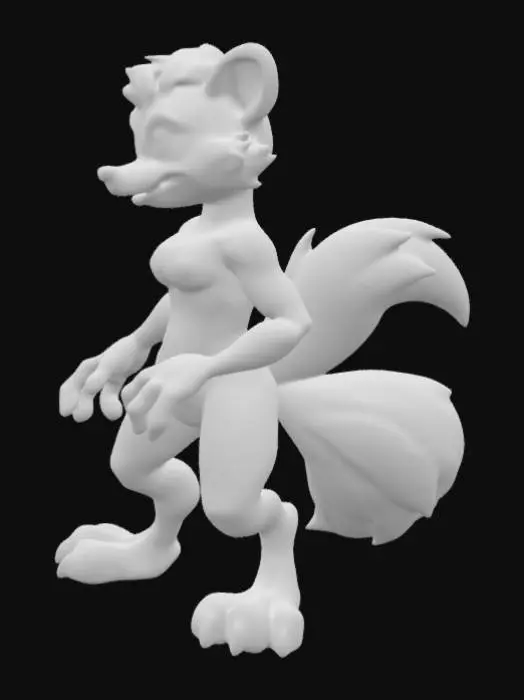3D model for skunk humanoid with skunk coloring, 
