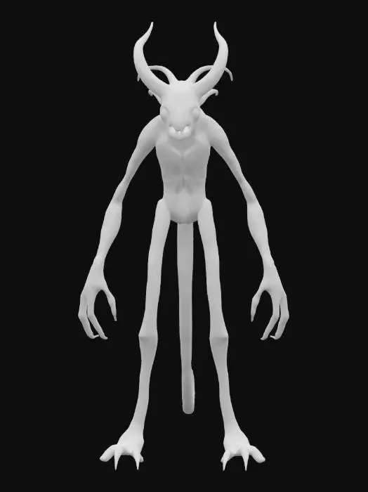 3D model for Scorn inspired creature with six creepy eyes and no mouth with tail that is barbed 