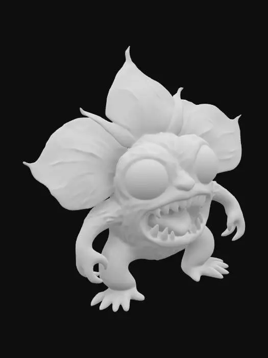 3D model for Orchid flower monster purple pink and white eyes on the petals and teeth in the middle of the flower 