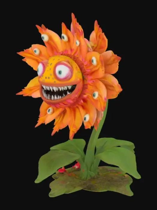 3D model for #fairy#, flower monster with eyes all over the petals 