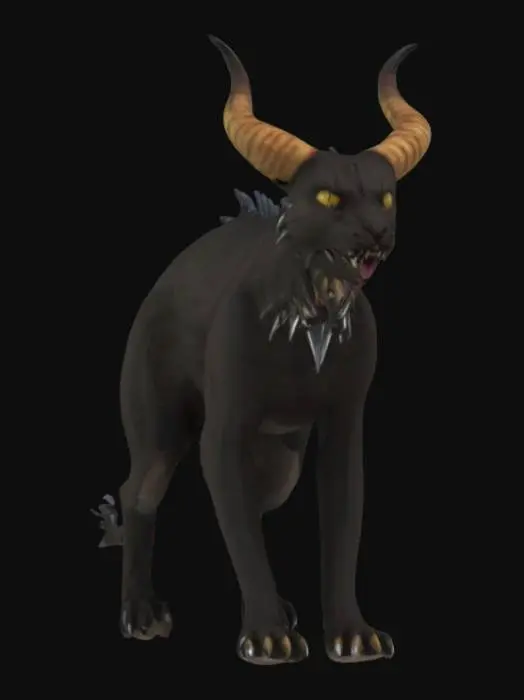 3D model for Large horned cat creature spikes on the body.  Barbed tail
