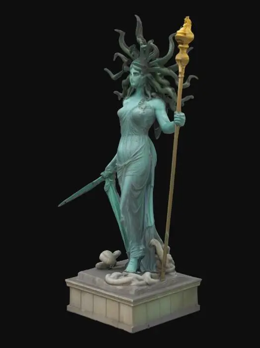 3D model for #AroundTheWorld#,  the statue of liberty but 
 medusa 
