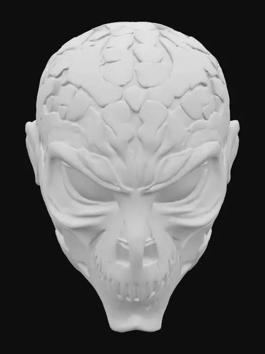 3D model for #AroundTheWorld#, a black mask with molten Lava cracks throughout it. Used for summoning demons 