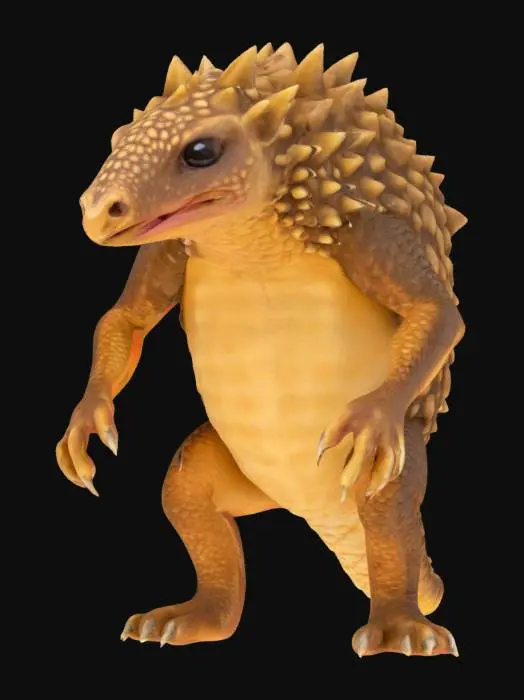 3D model for #AroundTheWorld#, 
creature that can survive extreme heat created by science looks like a pangolin with spikes around its body and sharp claws that can tunnel through rock
