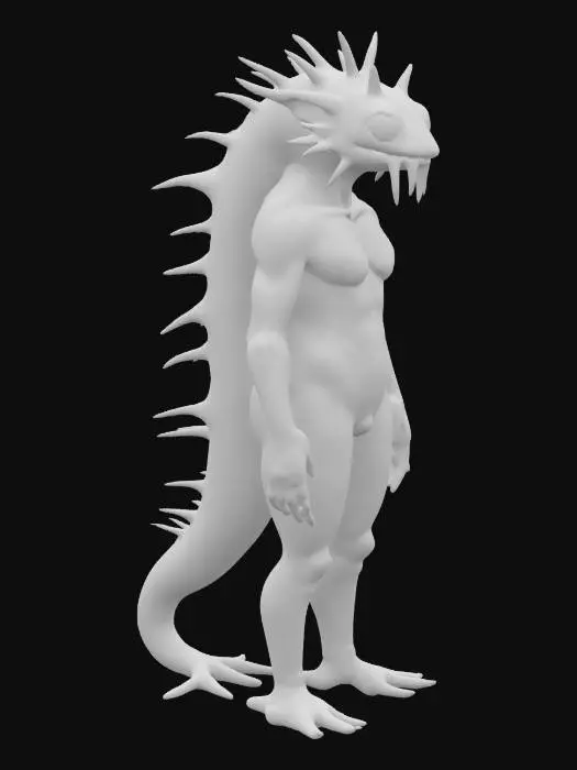 3D model for [Area51]#AroundTheWorld#, a sculpture of an experimental creature and axolotl human hybrid 