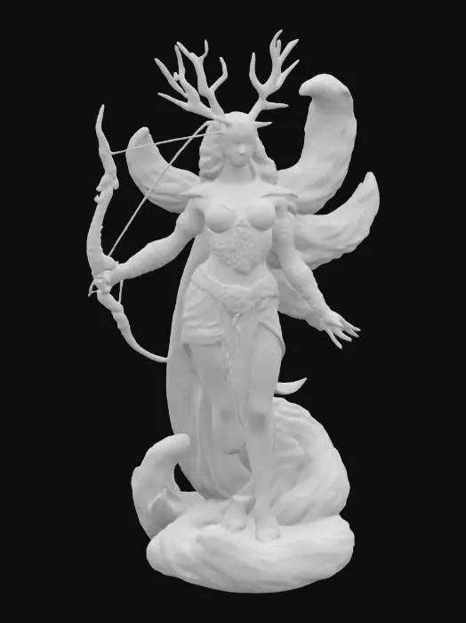 3D model for #AroundTheWorld#,  statue of Artemis fused with a nine tailed fox
