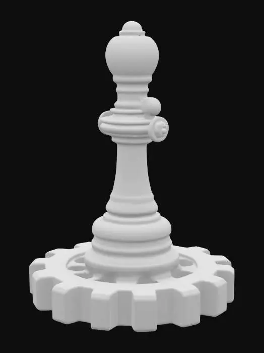 3D model for steampunk chess piece little round topped pawn on a gear

