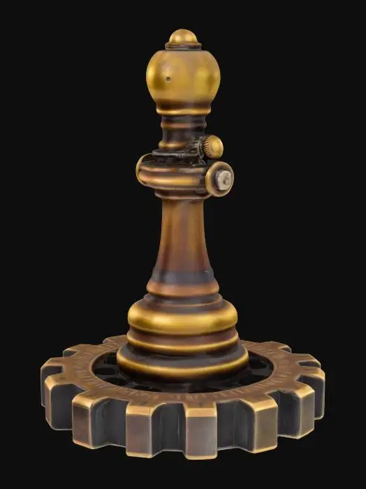 3D model for steampunk chess piece little round topped pawn on a gear

