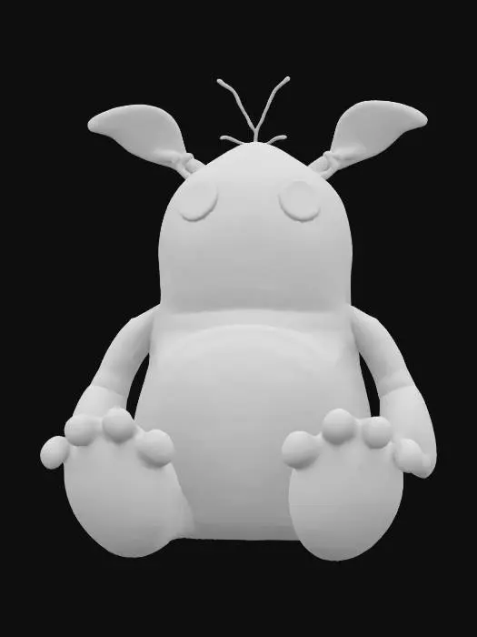 3D model for Cute monster stuffed toy made outnof burlap. Buttons for eyes.