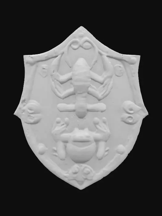 3D model for #emblem#, a scorpion and a frog on a shield medieval style
