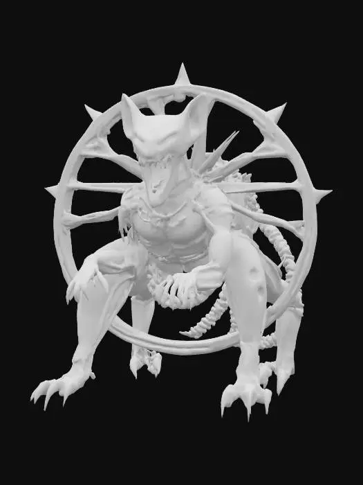 3D model for #emblem#, cat hr giger inspired emblem 