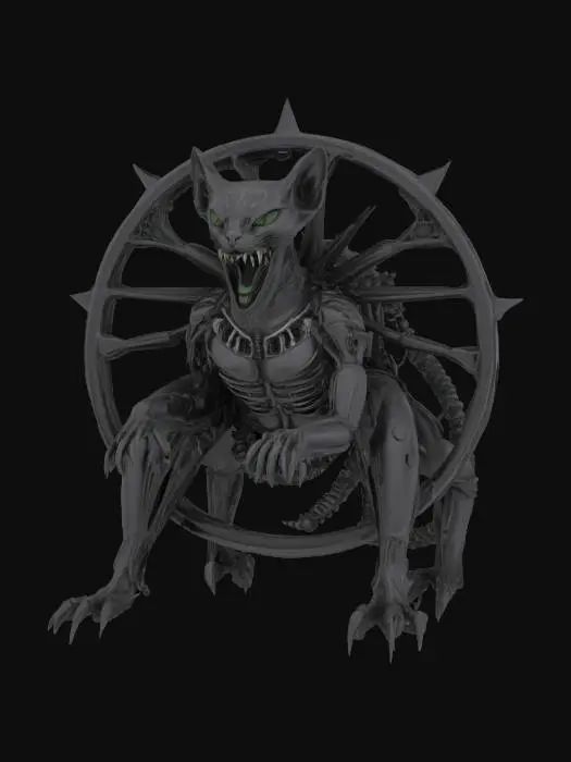 3D model for #emblem#, cat hr giger inspired emblem 
