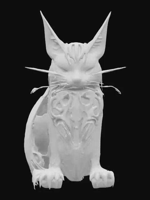 3D model for #emblem#, cat hr giger inspired emblem 