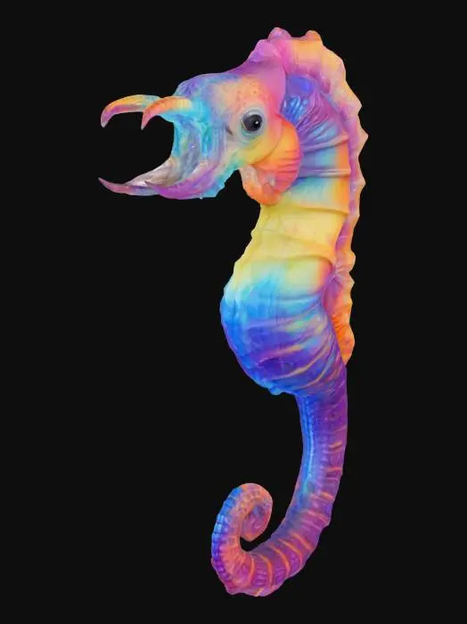 3D model for Vibrant Fantasy Seahorse, #ocean#