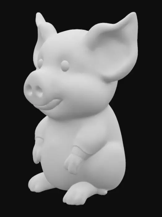 3D model for An adorable pig pawn chess piece is a small, spherical object made of unpolished, earthy clay, giving it a rustic, matte finish. It has a simple, rounded snout and two tiny, floppy ears molded directly into its head, giving it a humble, innocent expression. Its body tapers slightly to a flat, stable base, making it compact and unassuming.