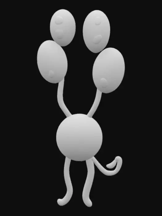 3D model for Blue Alien Doodle, #SketchTo3D#