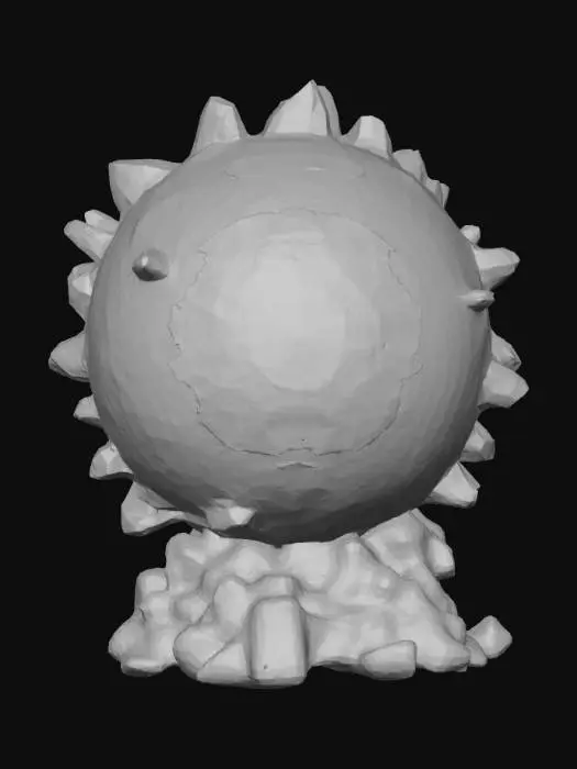 3D model for A bizarre arctic entity, resembling a colossal floating eyeball encased in jagged, iridescent ice. The sclera is a milky, opalescent white, while the iris swirls with hypnotic gradients of sapphire and turquoise, occasionally cracking to reveal deeper, darker hues. Fine, crystalline cilia extend from its surface, shimmering like microscopic diamonds, creating an aura of frozen mist around it.#Halloween2025#